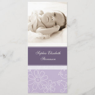 Lila Foto-Schablonen-neue Baby-Geburts-Mitteilung Ankündigung