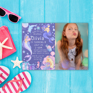 Lila Foto Unsere kleine Meerjungfrau alles Alters  Einladung