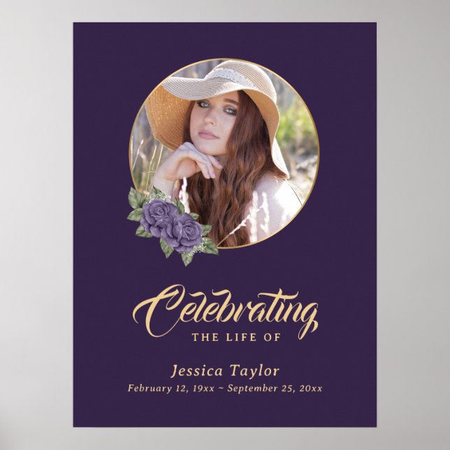 Lila Foto zur Beerdigung von Florenz Begrüßungszei Poster (Vorne)