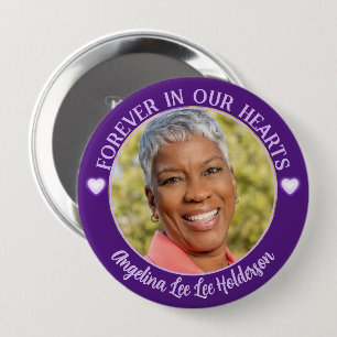 Lila Foto zur Beerdigung von Herz Button