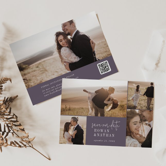 Lila Fotomaterial für moderne Chic Pflaume Save The Date (Von Creator hochgeladen)