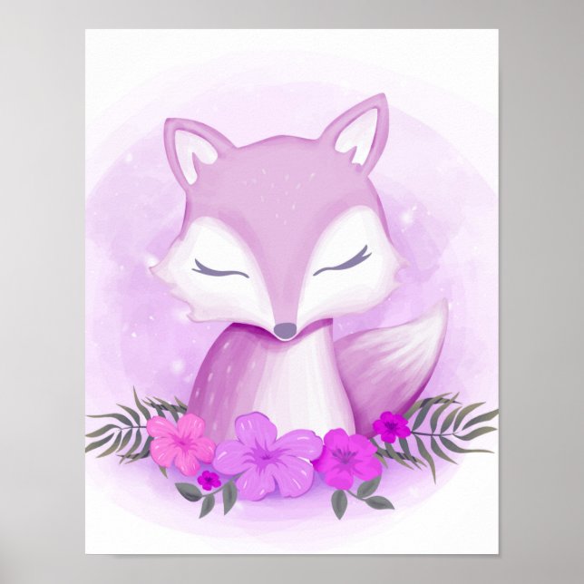 Lila Fox Whimsical Animal Poster (Vorne)
