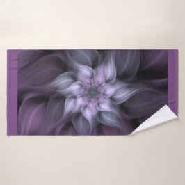 Lila Fraktal-Blume Badhandtuch Set