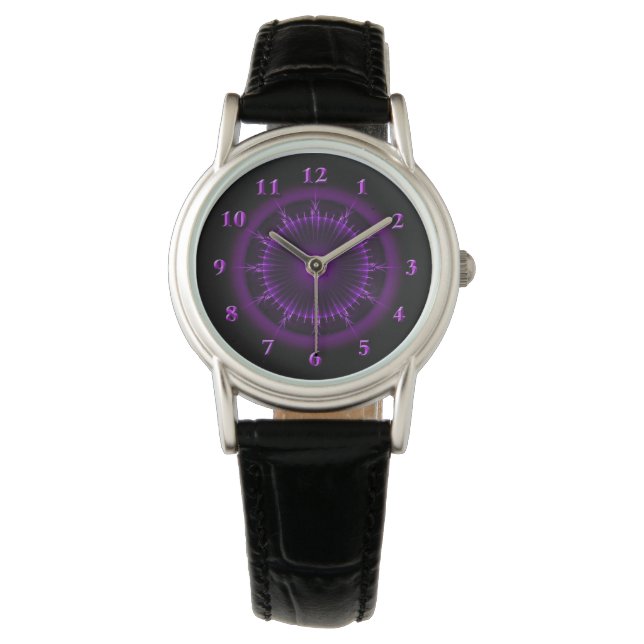 Lila Fraktal Mandala (49) eWatch Armbanduhr (Vorderseite)