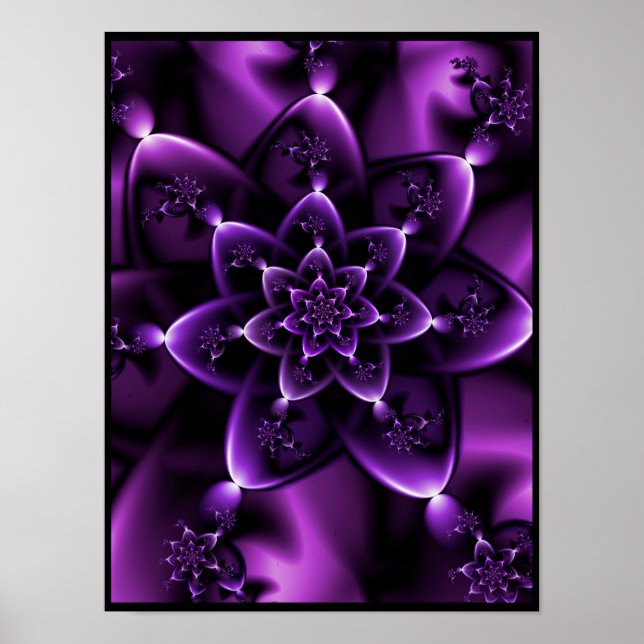 Lila Fraktale Rose Poster (Vorne)