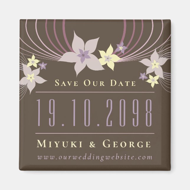Lila Frangipani Wedding Save the Date Magnet (Vorne)