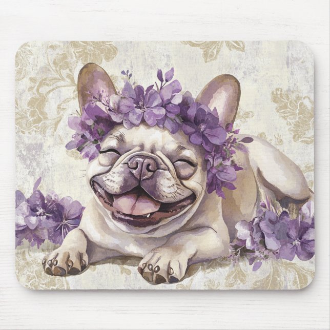 Lila französischer Bulldog Lover Mouse Pad Mousepad (Vorne)
