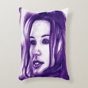 Lila Frauenporträt Original Kunst Throw Zierkissen