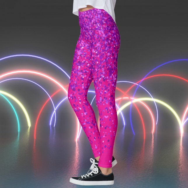 Lila Freckles in Pink Leggings (Hot Pink with Purple Freckles Print Leggings)