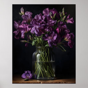 Lila Freesia Blume Art Print Poster