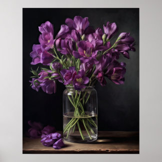 Lila Freesia Blume Art Print Poster