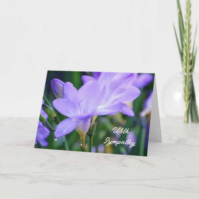Lila Freesia Blume Garden Sympathie Card Karte (Vorderseite)