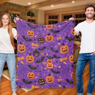 Lila Freude Niedlich und gemütlich Halloween-Thema Fleecedecke