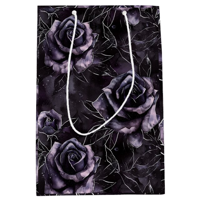 Lila Friedhof Rose Gothic Occult Mittlere Geschenktüte (Vorderseite)