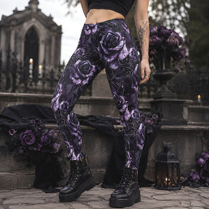 Lila Friedhofsrosen Gothic Floral Leggings