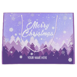 Lila Friedlicher Schneewald Weihnachten Neues Jahr Große Geschenktüte