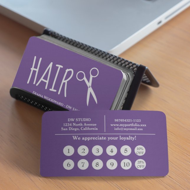 Lila Friseur Flat Treuekarte (Von Creator hochgeladen)