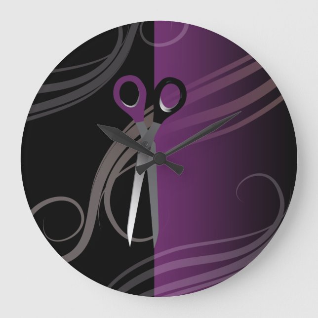 lila Friseuruhr Große Wanduhr (Vorderseite)