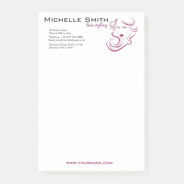 lila Frisur-Ikone Post-it Klebezettel (Vorderseite)