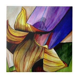 Lila Fritilla Blume Originale Kunst Aquarell Fliese