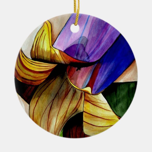 Lila Fritilla Blume Originale Kunst Aquarell Keramik Ornament (Vorne)