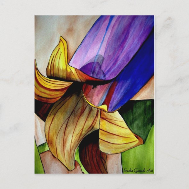 Lila Fritilla Blume Originale Kunst Aquarell Postkarte (Vorderseite)