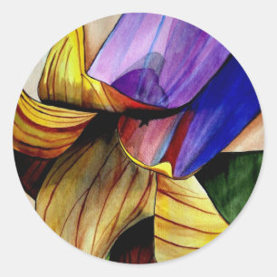 Lila Fritilla Blume Originale Kunst Aquarell Runder Aufkleber