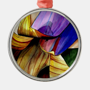 Lila Fritilla Blume Originale Kunst Aquarell Silbernes Ornament