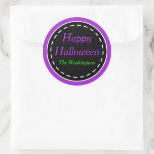Lila Frohe Halloween benutzerdefinierte Süßigkeite Runder Aufkleber