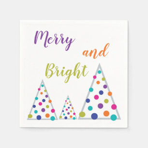 Lila, fröhlicher und heller Weihnachtsbaum Serviette