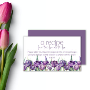 Lila Frühling Tulpen Rezept für die Braut Begleitkarte