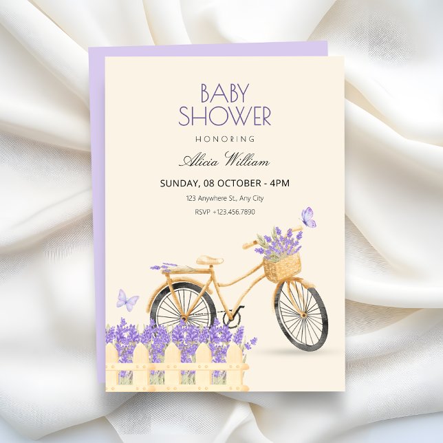 Lila Frühlings-Baby-Party Einladung (Von Creator hochgeladen)