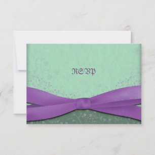 Lila Frühlings- und Grüne Hochzeitstorte RSVP Karte