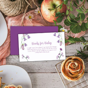 Lila Frühlingsblumen-Aubergine-Bücher-Baby-Party Begleitkarte