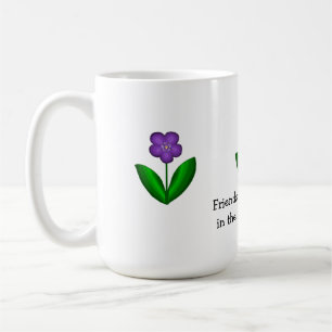 Lila Frühlingsblumen mit Freundschaftsbotschaft Tasse