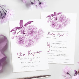 Lila Frühlingsblütenhochzeit RSVP Karte