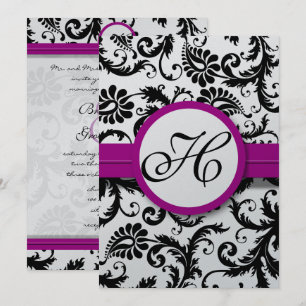 Lila Fuchsia Damask Swirl Hochzeitseinladungen Einladung