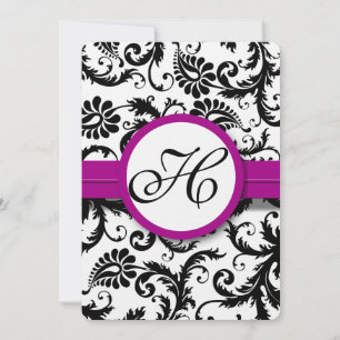 Lila Fuchsia Damask Swirl Hochzeitseinladungen Einladung