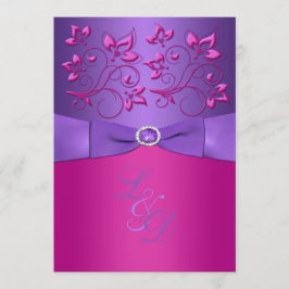 LILA Fuchsia Floral Monogramm Einladung