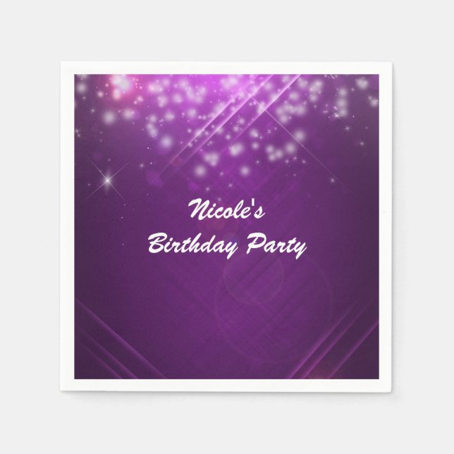 Lila Fuchsia Sparkle Glam Party Serviette (Vorderseite)