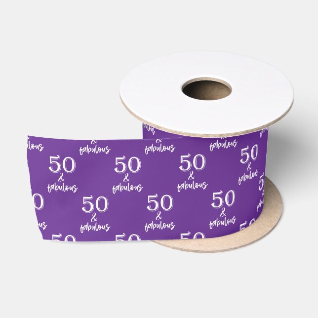 Lila Fünfzig und Fantastischer 50. Geburtstag  Satinband (Spule)