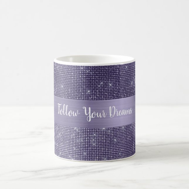 Lila Funkeln Personalisierter Spruch   Kaffeetasse (Mittel)