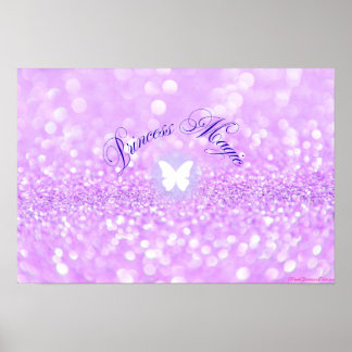 Lila Funkelnd Glitzer Butterfly Princess Poster