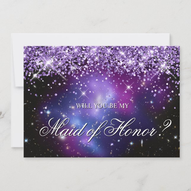 Lila Funkelnd Glitzer Celestial Brautparty Einladung (Vorderseite)