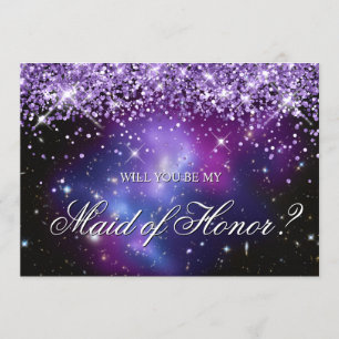 Lila Funkelnd Glitzer Celestial Brautparty Einladung
