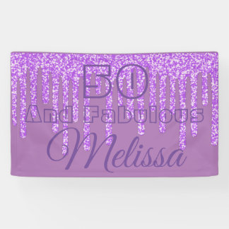 Lila Funkelnd Wachs 50 und fabelhaftes Geburtstags Banner