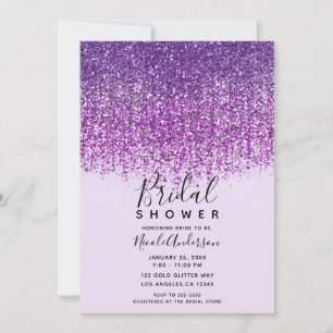 Lila funkelnde Glitter-Brautparty Einladung