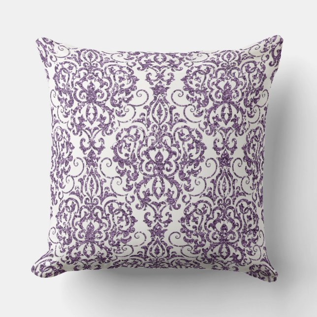 Lila funkelnder Glitzer Reversible Kissen (Vorderseite)