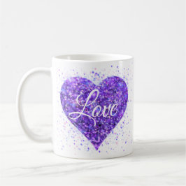 Lila funkelndes Herz, Liebe Glitzer Valentine Kaffeetasse