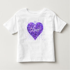 Lila funkelndes Herz, Liebe Glitzer Valentine Kleinkind T-shirt
